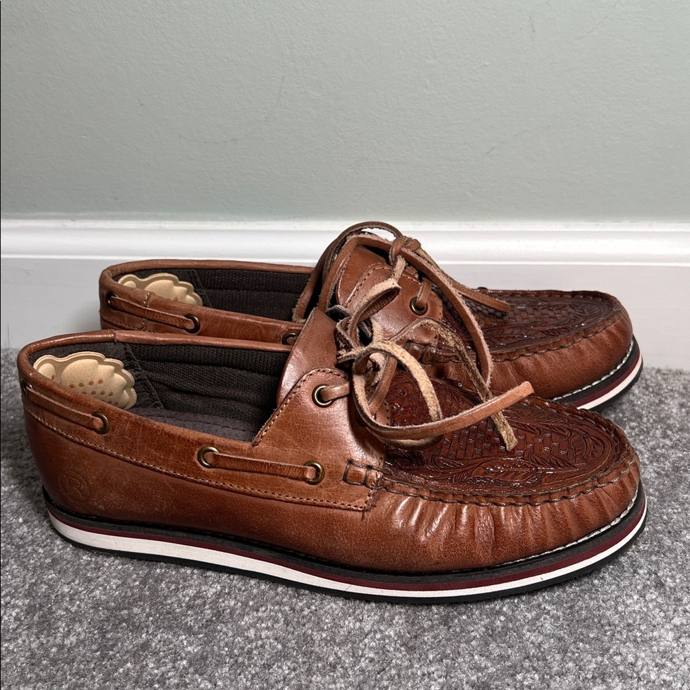 Roper The Lottie Loafer Tooled Leather Lace Up Moccasin Womens Size 7